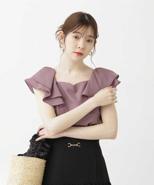 PROPORTION BODY DRESSING（プロポーションボディドレッシング）の「ラッフルバックデザインブラウス / 1213210600（シャツ/ブラウス・レディース・ホワイト系その他/ピンク/ダークグレー・SMALL/MEDIUM）」の3枚目の写真