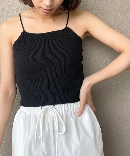 リブニットカップキャミソール / カップ付き リブキャミ ブラ
