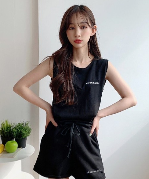 muahmuah(ムーアムーア)の「A'GEM/9 × .kom『muah muah/ムーアムーア』 STANDARD GRAPHIC SLEEVELESS/スタンダード グラフィック スリーブレス カットソー(Tシャツ/カットソー・レディース・ライトブルー/ブラック/グレー/アイボリー・FREE)」の10枚目の写真