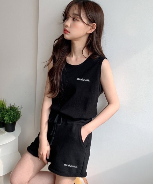 muahmuah(ムーアムーア)の「A'GEM/9 × .kom『muah muah/ムーアムーア』 STANDARD GRAPHIC SLEEVELESS/スタンダード グラフィック スリーブレス カットソー(Tシャツ/カットソー・レディース・ライトブルー/ブラック/グレー/アイボリー・FREE)」の12枚目の写真