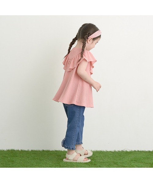 Lycee mine（リセマイン）の「フリルがかわいいぽこぽこチュニック（タンクトップ・キッズ・ブラック/ミント/ラベンダー/ベビーピンク・100cm/110cm/120cm/130cm/140cm/150cm）」の9枚目の写真