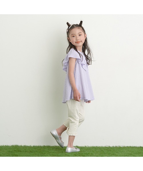 Lycee mine（リセマイン）の「フリルがかわいいぽこぽこチュニック（タンクトップ・キッズ・ブラック/ミント/ラベンダー/ベビーピンク・100cm/110cm/120cm/130cm/140cm/150cm）」の5枚目の写真