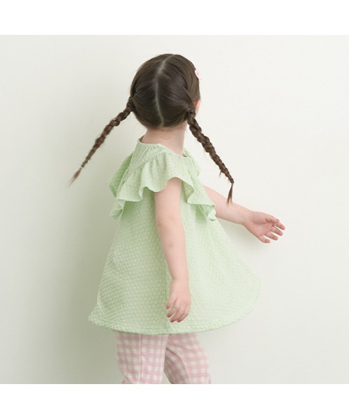 Lycee mine（リセマイン）の「フリルがかわいいぽこぽこチュニック（タンクトップ・キッズ・ブラック/ミント/ラベンダー/ベビーピンク・100cm/110cm/120cm/130cm/140cm/150cm）」の8枚目の写真