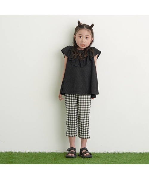 Lycee mine（リセマイン）の「フリルがかわいいぽこぽこチュニック（タンクトップ・キッズ・ブラック/ミント/ラベンダー/ベビーピンク・100cm/110cm/120cm/130cm/140cm/150cm）」の18枚目の写真