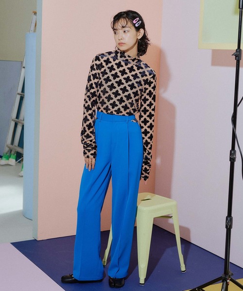 miette(ミエット)の「フロッキープリントシアーハイネックトップス(Tシャツ/カットソー・レディース・ブルー系その他/ベージュ系その他/ブラック系その他/イエロー系その他/ブラック・FREE)」の11枚目の写真
