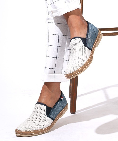 LUXSTYLE(ラグスタイル)の「Bracciano(ブラッチャーノ)メッシュスリッポンシューズ(スリッポン・メンズ・ブラック×ホワイト/ブラック×ブラック/ネイビー/ホワイト系その他・26/26.5/27/25.5)」の6枚目の写真