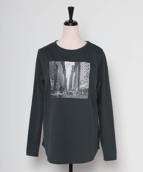 Bonjour Sagan(ボンジュールサガン)の「転写プリントロンT(Tシャツ/カットソー・レディース・ホワイト/チャコールグレー・FREE)」の13枚目の写真