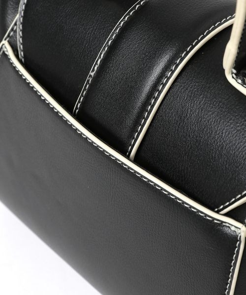 mysty woman（ミスティウーマン）の「パイピングレザーBAG 969378（ハンドバッグ・レディース・ブラック/ブラウン/アイボリー・FREE）」の6枚目の写真