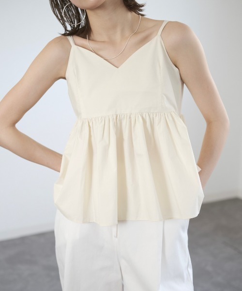 Reurie'（レウリィ）の「コットンペプラムキャミ/cotton peplum cami トップス フレア ビスチェ レイヤード ブラック ホワイト（キャミソール・レディース・アイボリー/ブラック・FREE）」の19枚目の写真