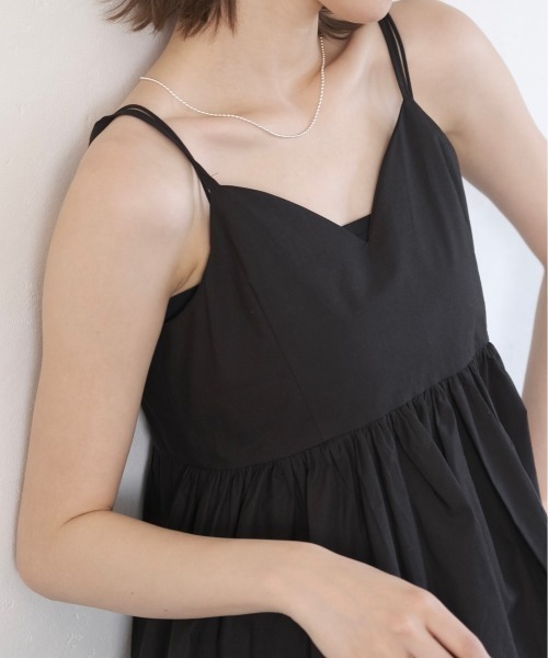 Reurie'（レウリィ）の「コットンペプラムキャミ/cotton peplum cami トップス フレア ビスチェ レイヤード ブラック ホワイト（キャミソール・レディース・アイボリー/ブラック・FREE）」の7枚目の写真