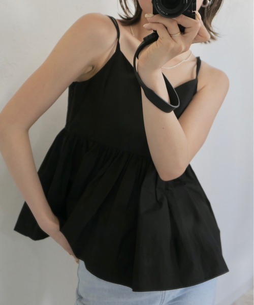 Reurie'（レウリィ）の「コットンペプラムキャミ/cotton peplum cami トップス フレア ビスチェ レイヤード ブラック ホワイト（キャミソール・レディース・アイボリー/ブラック・FREE）」の10枚目の写真