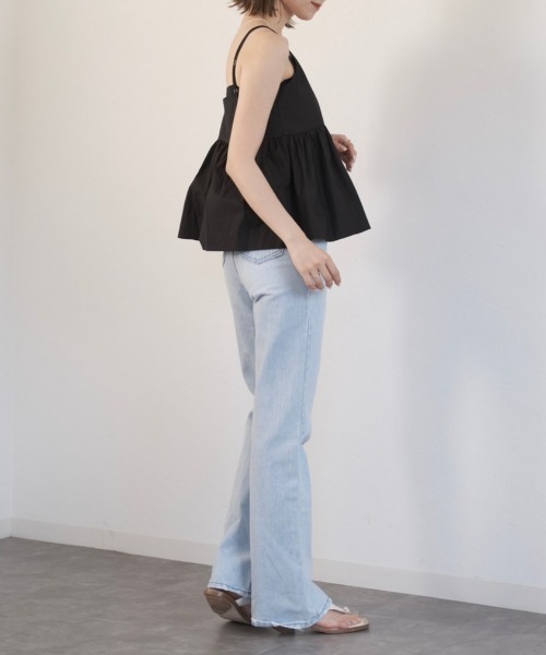 Reurie'（レウリィ）の「コットンペプラムキャミ/cotton peplum cami トップス フレア ビスチェ レイヤード ブラック ホワイト（キャミソール・レディース・アイボリー/ブラック・FREE）」の5枚目の写真