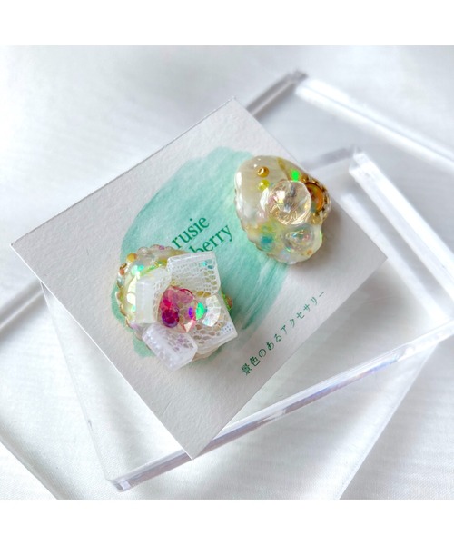 tone(トーン)の「【rusieberry】fantasy yellow garden(MA)(ピアス(両耳用)・レディース・イエロー・FREE)」の2枚目の写真