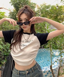 ラグラン配色サイドシャーリンクロゴTシャツ