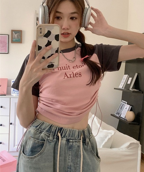 GLAMOROUS JANE（グラマラスジェーン）の「ラグラン配色サイドシャーリンクロゴTシャツ（Tシャツ/カットソー・レディース・ホワイト/ピンク・FREE）」の14枚目の写真