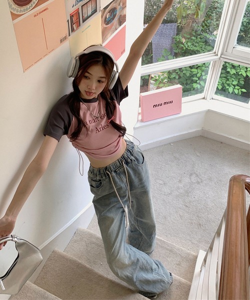 GLAMOROUS JANE（グラマラスジェーン）の「ラグラン配色サイドシャーリンクロゴTシャツ（Tシャツ/カットソー・レディース・ホワイト/ピンク・FREE）」の19枚目の写真