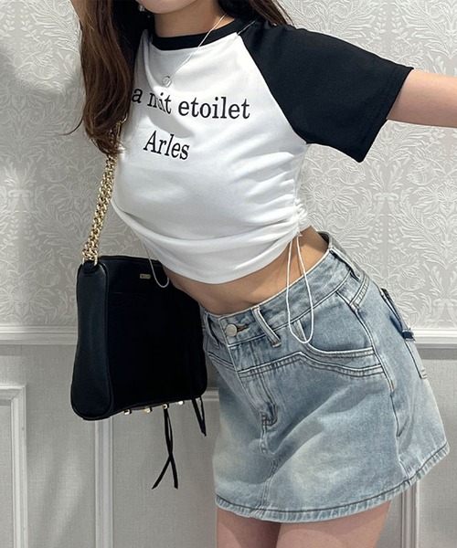 セール】ラグラン配色サイドシャーリンクロゴTシャツ（Tシャツ