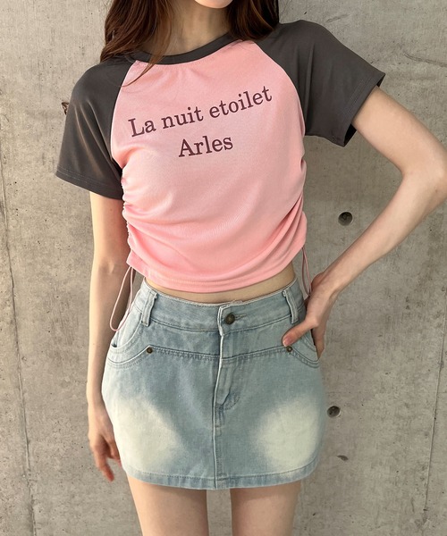 セール】ラグラン配色サイドシャーリンクロゴTシャツ（Tシャツ