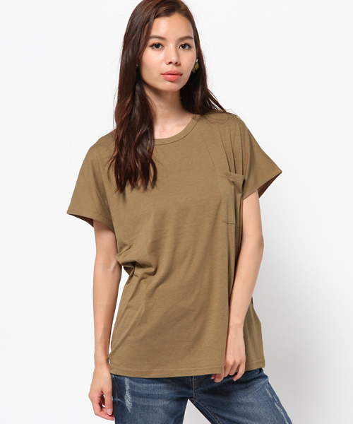 MOUSSY（マウジー）の「FRONT SLIT DOLMAN TEE J（Tシャツ/カットソー・レディース・ホワイト/ライトブラウン/カーキ系・FREE）」の18枚目の写真