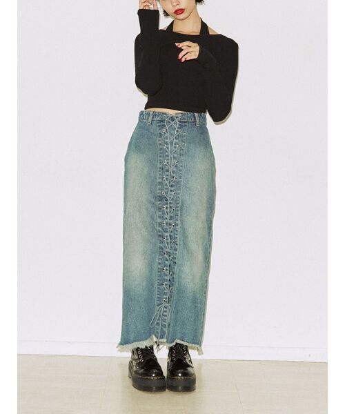 jouetie（ジュエティ）の「カットアウトフィットトップス【Uネック/レイヤード】（Tシャツ/カットソー・レディース・ブラック/オフホワイト/パープル・MEDIUM）」の11枚目の写真