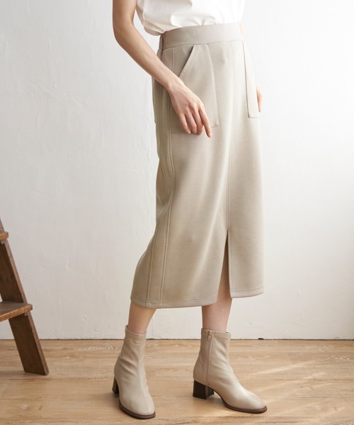 ikka(イッカ)の「【セットアップ対応】GOKU楽 ダンボールニットタイトスカート(スカート・レディース・ベージュ/ブラック/モカ/ダークグリーン・L/S/M)」の15枚目の写真