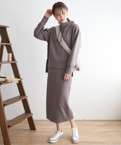 ikka(イッカ)の「【セットアップ対応】GOKU楽 ダンボールニットタイトスカート(スカート・レディース・ベージュ/ブラック/モカ/ダークグリーン・L/S/M)」の7枚目の写真