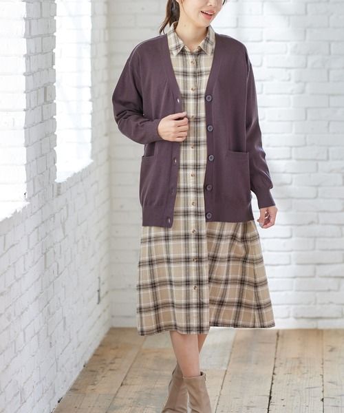 Honeys（ハニーズ）の「チェックシャツワンピース（シャツワンピース・レディース・ブルー系その他/ネイビー系/ブラック系その他/ベージュ系その他・M/LL/L）」の14枚目の写真