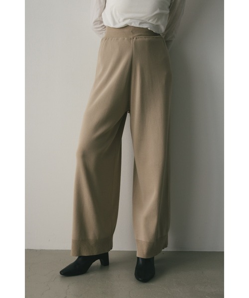 STYLEMIXER(スタイルミキサー)の「ドライニットリラックスパンツ(その他パンツ・レディース・アイボリー/ブラウン・MEDIUM/SMALL)」の1枚目の写真