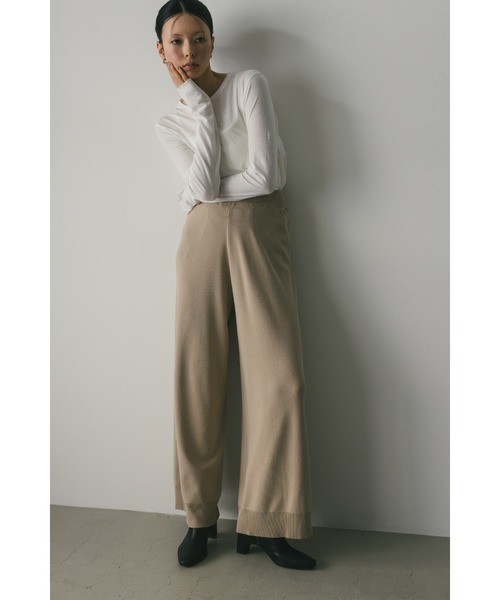 STYLEMIXER(スタイルミキサー)の「ドライニットリラックスパンツ(その他パンツ・レディース・アイボリー/ブラウン・MEDIUM/SMALL)」の3枚目の写真