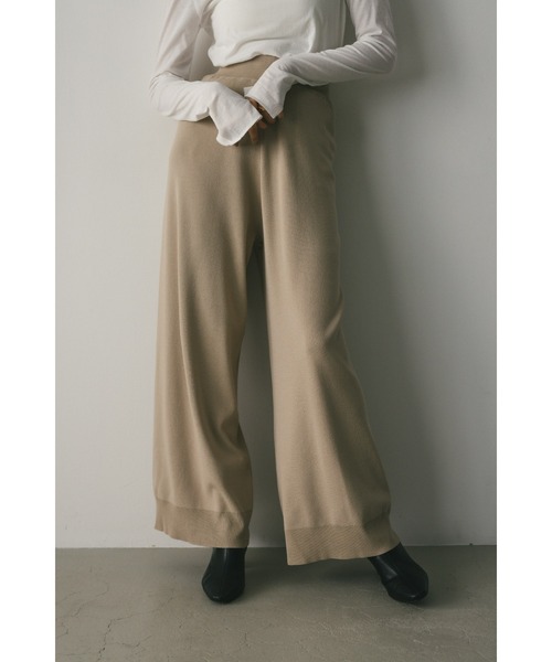STYLEMIXER(スタイルミキサー)の「ドライニットリラックスパンツ(その他パンツ・レディース・アイボリー/ブラウン・MEDIUM/SMALL)」の5枚目の写真