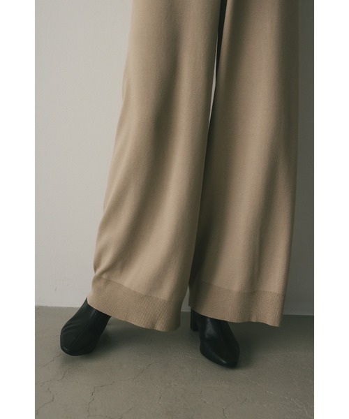 STYLEMIXER(スタイルミキサー)の「ドライニットリラックスパンツ(その他パンツ・レディース・アイボリー/ブラウン・MEDIUM/SMALL)」の7枚目の写真