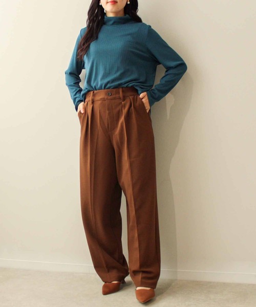 leswel（レスウェル）の「【L～5L 大きいサイズ】カット ジョーゼット タック テーパードパンツ（その他パンツ・レディース・ブラウン/ブラック・5L/4L/3L/LL/L）」の12枚目の写真