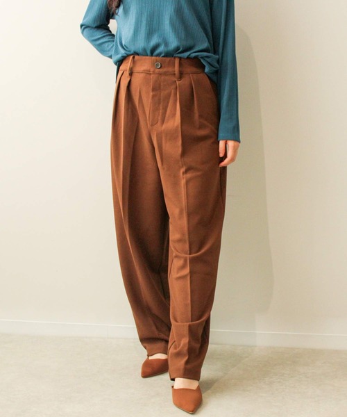 leswel（レスウェル）の「【L～5L 大きいサイズ】カット ジョーゼット タック テーパードパンツ（その他パンツ・レディース・ブラウン/ブラック・5L/4L/3L/LL/L）」の8枚目の写真