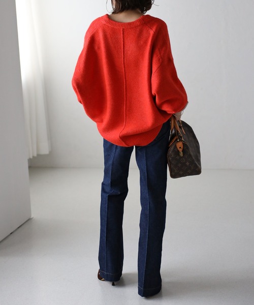 さいん　ひょんじゅん セール】バイカラーコクーンVネックニット（ニット/セーター