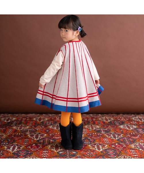 ami amie（アミアミ）の「Ａラインワンピース（ワンピース・キッズ・サックスブルー/オフホワイト/ベージュ・100cm/130cm/115cm/85cm）」の6枚目の写真