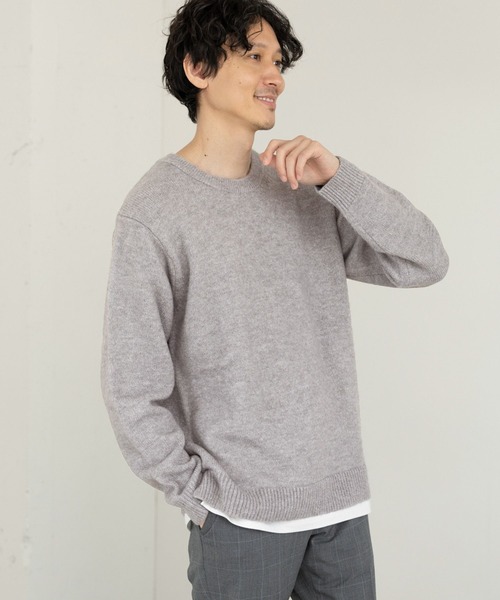 GLOBAL WORK（グローバルワーク）の「フワフワHug meクルーレイヤード/704859（ニット/セーター・メンズ・ライトブルー/ブラック/グレー/ネイビー/ホワイト系その他2/ベージュ/グリーン/チャコールグレー/ダークブルー/ホワイト・SMALL/MEDIUM/LARGE/X-LARGE）」の5枚目の写真