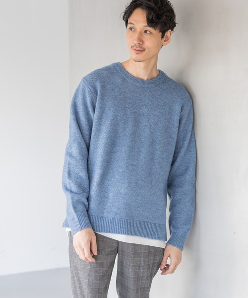 GLOBAL WORK（グローバルワーク）の「フワフワHug meクルーレイヤード/704859（ニット/セーター・メンズ・ライトブルー/ブラック/グレー/ネイビー/ホワイト系その他2/ベージュ/グリーン/チャコールグレー/ダークブルー/ホワイト・SMALL/MEDIUM/LARGE/X-LARGE）」の8枚目の写真