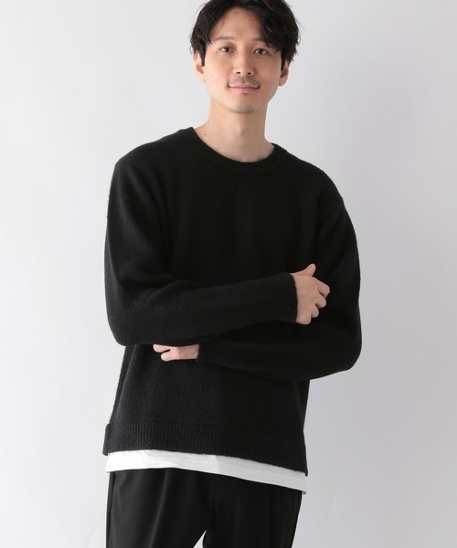 GLOBAL WORK（グローバルワーク）の「フワフワHug meクルーレイヤード/704859（ニット/セーター・メンズ・ライトブルー/ブラック/グレー/ネイビー/ホワイト系その他2/ベージュ/グリーン/チャコールグレー/ダークブルー/ホワイト・SMALL/MEDIUM/LARGE/X-LARGE）」の4枚目の写真