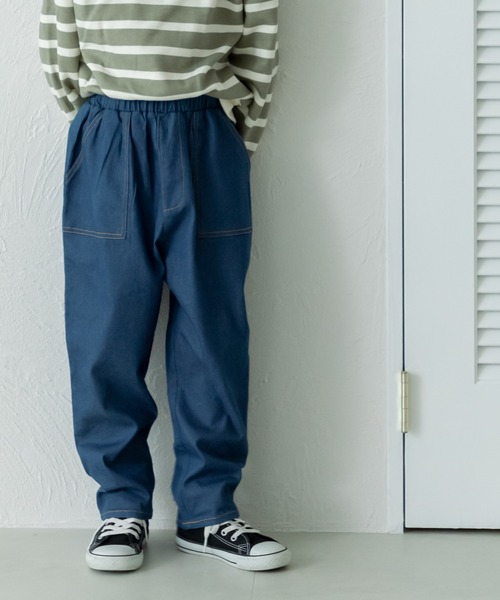 pairmanon（ペアマノン）の「ライトデニム 総ゴム ロングパンツ（デニムパンツ・キッズ・インディゴブルー/ブルー/ライトブルー・110/130/120/90/140/150/100）」の2枚目の写真