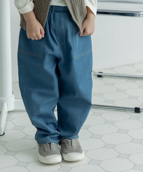 pairmanon（ペアマノン）の「ライトデニム 総ゴム ロングパンツ（デニムパンツ・キッズ・インディゴブルー/ブルー/ライトブルー・110/130/120/90/140/150/100）」の4枚目の写真