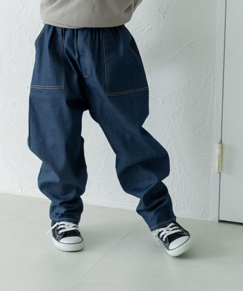 pairmanon（ペアマノン）の「ライトデニム 総ゴム ロングパンツ（デニムパンツ・キッズ・インディゴブルー/ブルー/ライトブルー・110/130/120/90/140/150/100）」の8枚目の写真