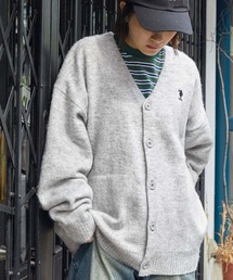 U.S. POLO ASSN. /ユーエスポロアッスン ロゴ刺繍 モヘアライクカラーリングニットオーバールーズカーディガン