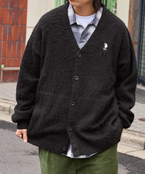 U.S. POLO ASSN.（ユーエスポロアッスン）の「U.S. POLO ASSN. /ユーエスポロアッスン ロゴ刺繍 モヘアライクカラーリングニットオーバールーズカーディガン（カーディガン/ボレロ・レディース・ブラック/カーキ/ブルー/グレー/ブラック系2/ブラック系・M/L）」の8枚目の写真