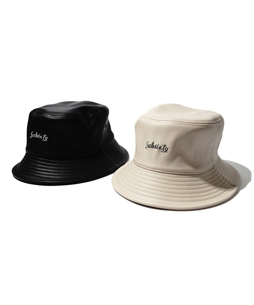 Subciety（サブサエティ）の「FAKE LEATHER BUCKET HAT（ハット・メンズ・ベージュ/ブラック・FREE）」の3枚目の写真
