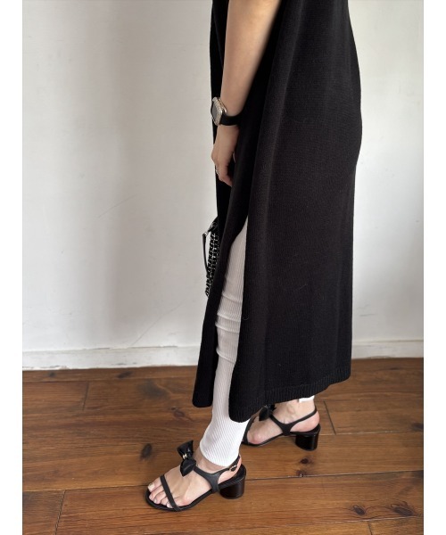 Day and Grade（デイアンドグレイド）の「【大胆タートルネック大胆スリット】ノースリーブ ロングニットチュニック / サイドスリット レイヤード（ニット/セーター・レディース・キャメル/ブラック・FREE）」の16枚目の写真