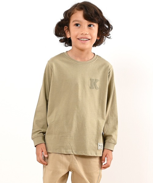 LEAD(リード)の「OCS認証 オーガニックコットン100% ロゴ【イニシャル K】長袖Tシャツ(Tシャツ/カットソー・キッズ・キャメル/カーキ/コーラル/インディゴブルー/マスタード・130/150/100/90/120/140/110)」の1枚目の写真
