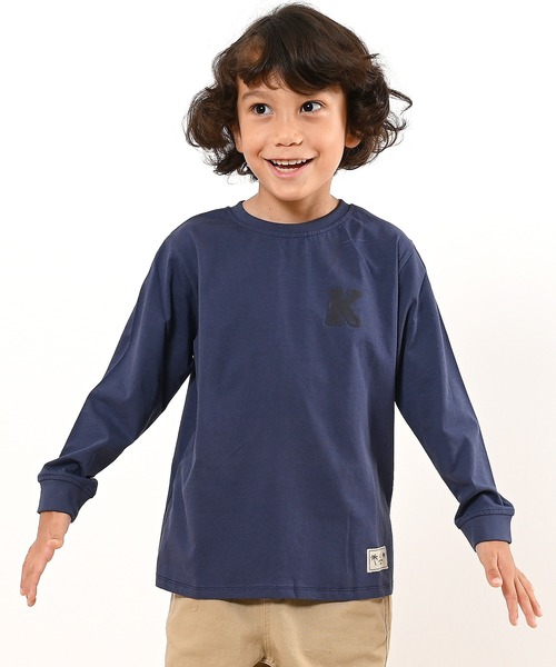 LEAD(リード)の「OCS認証 オーガニックコットン100% ロゴ【イニシャル K】長袖Tシャツ(Tシャツ/カットソー・キッズ・キャメル/カーキ/コーラル/インディゴブルー/マスタード・130/150/100/90/120/140/110)」の2枚目の写真
