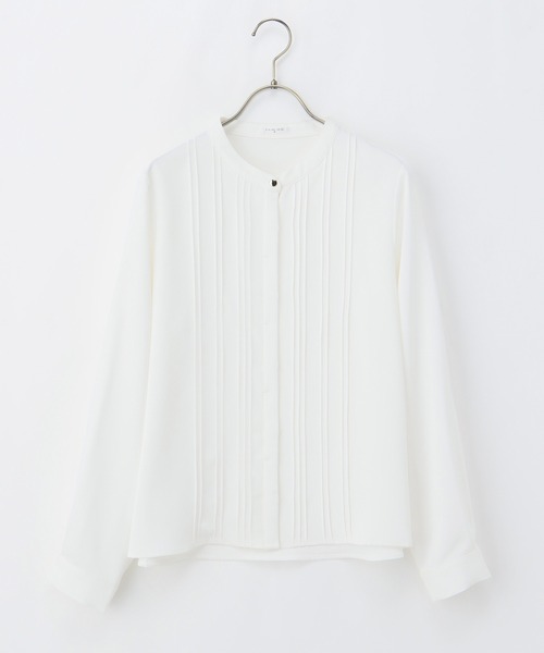 Honeys(ハニーズ)の「ピンタックブラウス(シャツ/ブラウス・レディース・グレイッシュベージュ/ホワイト/ネイビー/スモークピンク/ミント・M/LL/L/3L/S)」の13枚目の写真