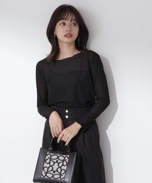 PROPORTION BODY DRESSING（プロポーションボディドレッシング）の「クルーネックシアーカットソー / 1214160103（Tシャツ/カットソー・レディース・ブラック/ホワイト・FREE）」の3枚目の写真