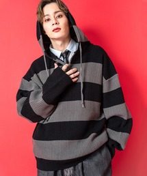 ankoROCK | a.p.o.v. -ankoROCK's select-ワイドボーダーニットハーフボタン指穴パーカー(パーカー)